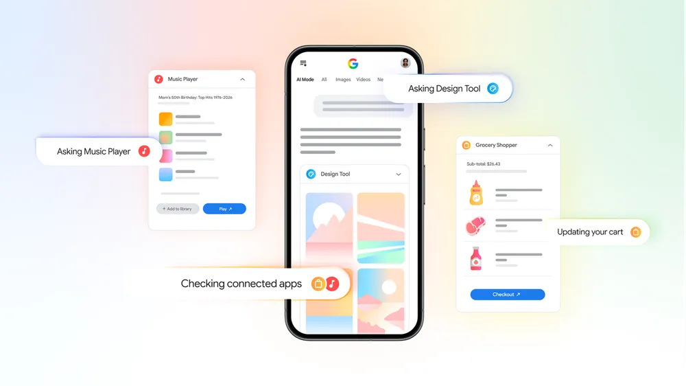 Google's illustration of AI Mode connected apps